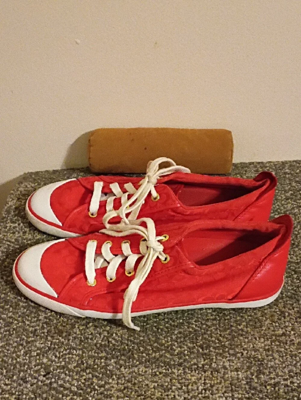 Coach Red Signature Canvas Lace-Up Sneakers Size 11
